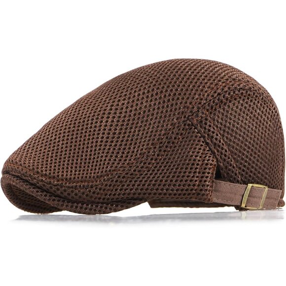 Men's Coffee Knitted Fabrics 100% polyester Adjustable Beret Ivy Cap - Picture 1 of 7